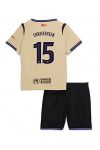 Barcelona Andreas Christensen #15 Jalkapallovaatteet Lasten Vieraspeliasu 2025-26 Lyhythihainen (+ Lyhyet housut)
